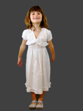 Robe Blanche à fine Bretelle et Boléro pour Enfant